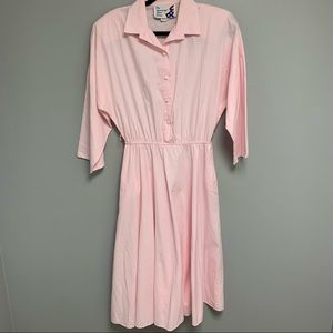 Vintage Baby Pink American Shirt Dress Size 14